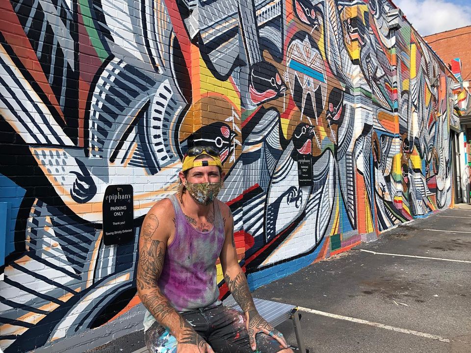 David Hale With Completed Mural