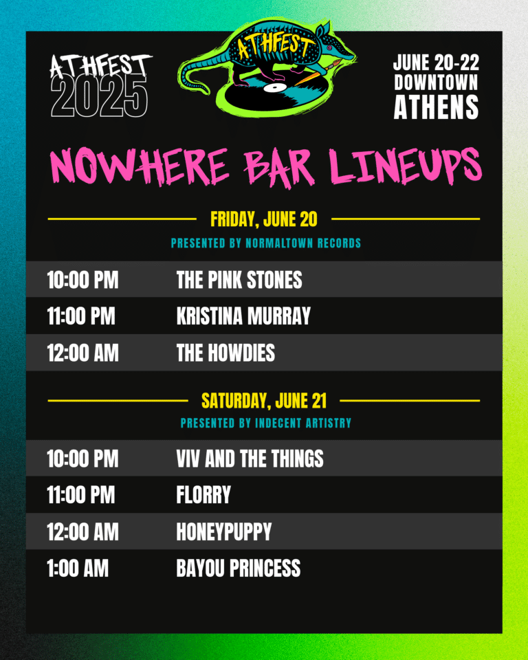 AthFest 2025 Nowhere Bar lineup